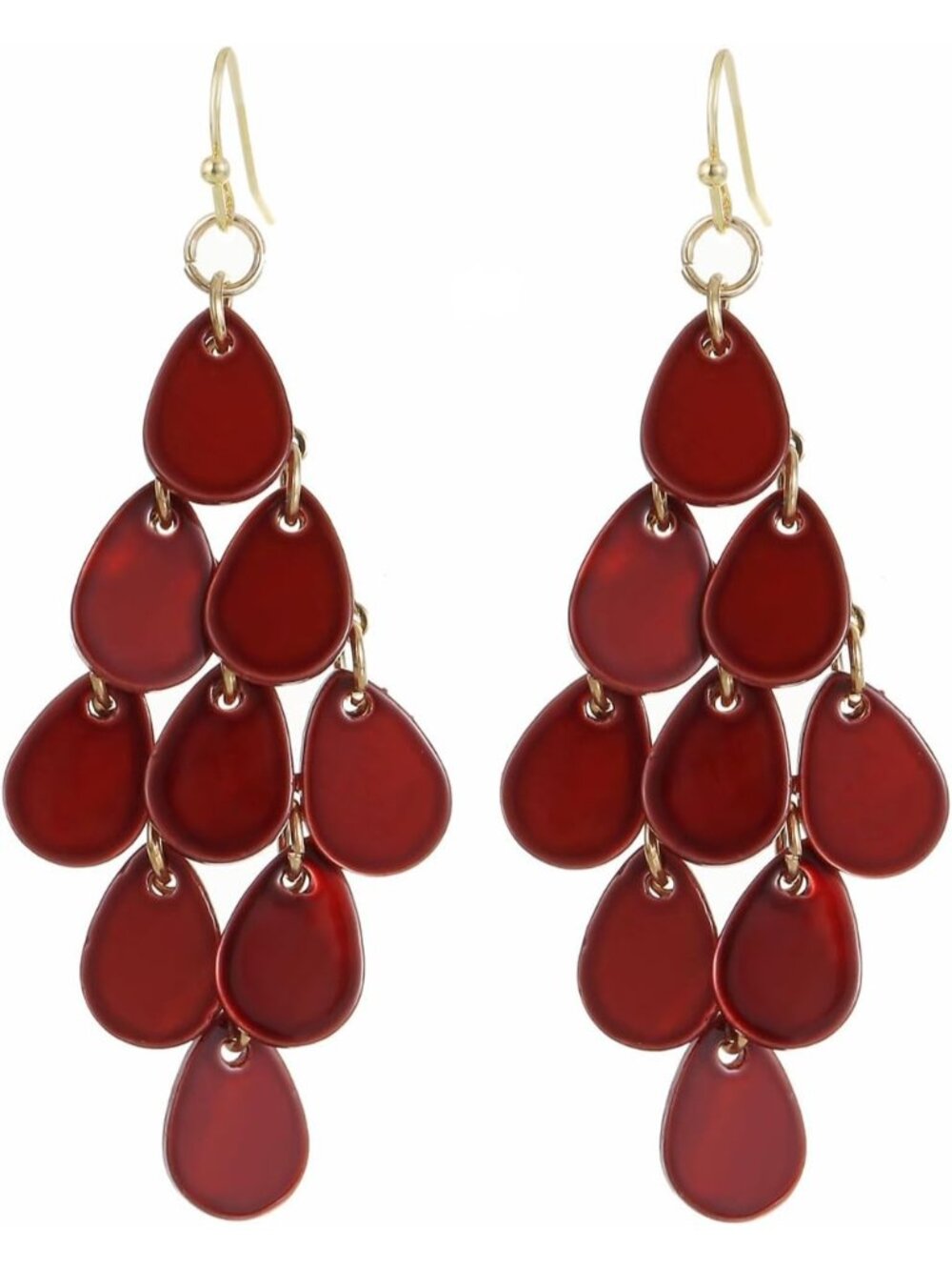 Womens Burnt Orange Rhombic Drop Statement Summer Beach Cluster Dangle Earring